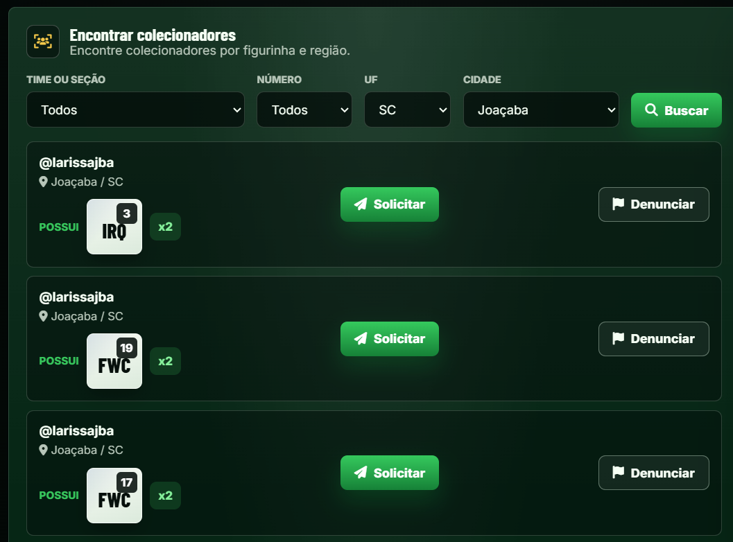 Área de busca de figurinhas